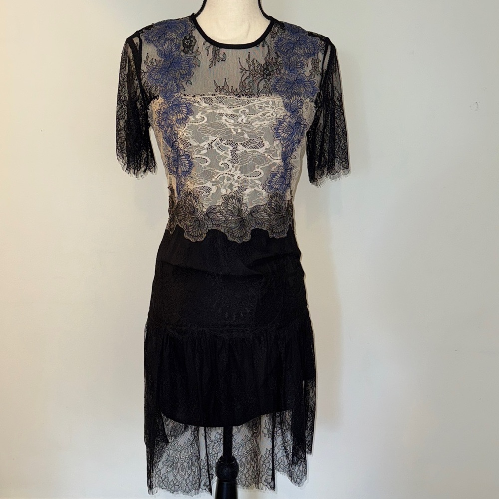 Sandro Black and Blue Lace Detail Sz 3 (US 8)